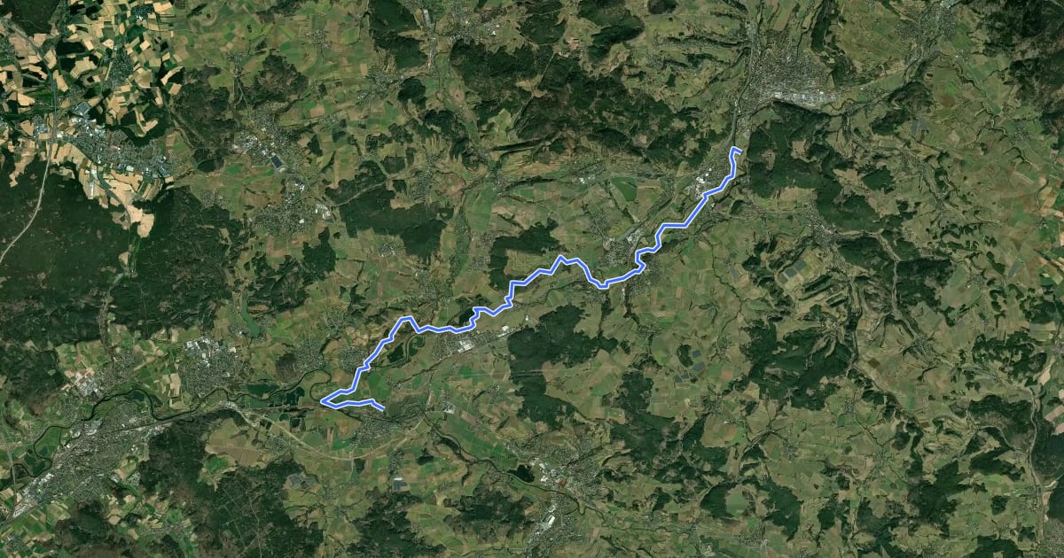 Маршрут Flößerweg на спутниковом снимке