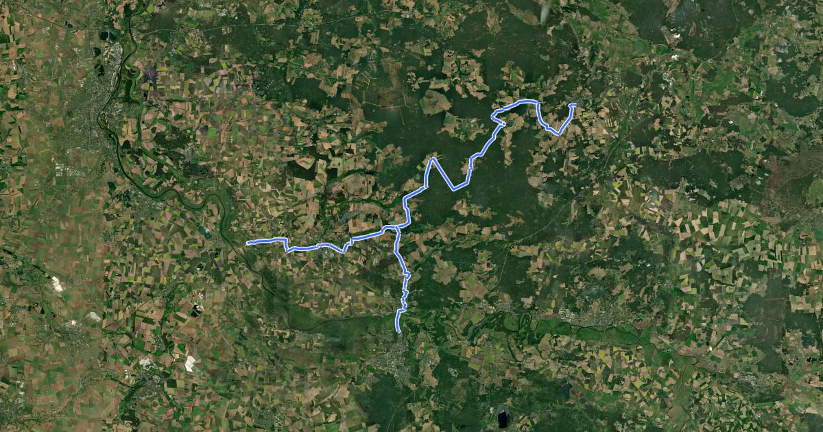 Маршрут Flämingradweg на спутниковом снимке