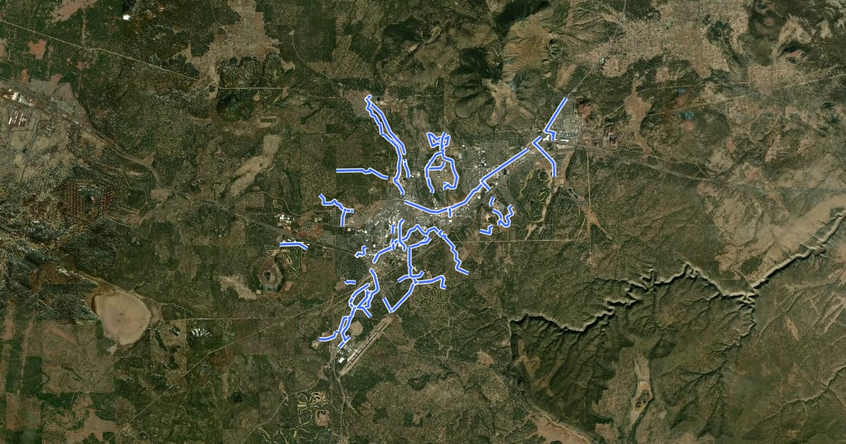 Маршрут Flagstaff Urban Trail System на спутниковом снимке