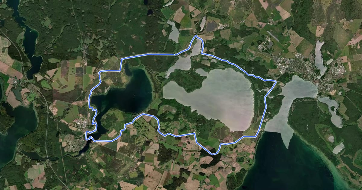 Маршрут Fleesensee-Kölpinsee-Rundweg на спутниковом снимке