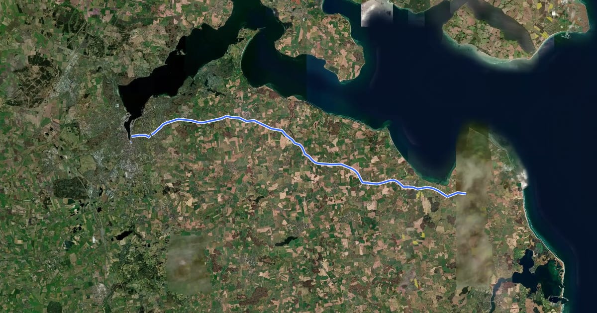 Маршрут Flensburg-Gelting на спутниковом снимке