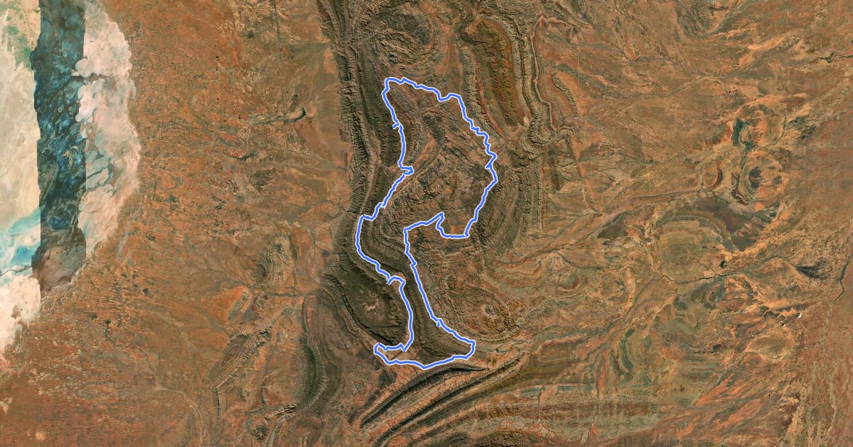 Маршрут Flinders Ranges By Bike на спутниковом снимке