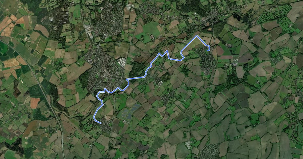 Маршрут Flit Valley Walk на спутниковом снимке