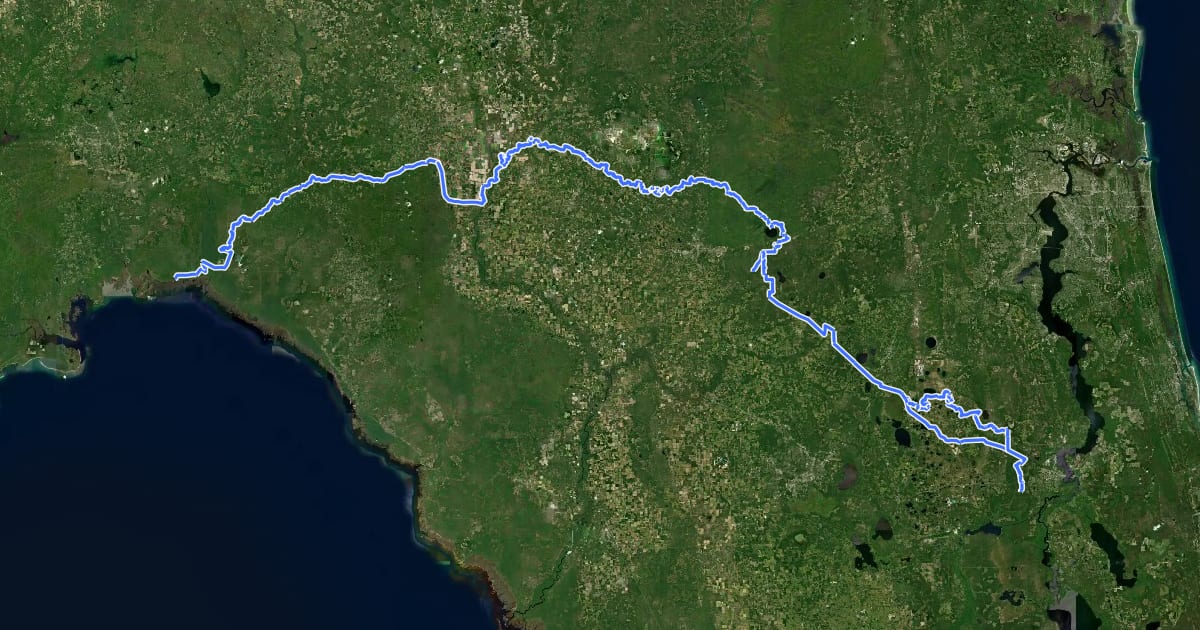 Маршрут Florida National Scenic Trail - Northern Region на спутниковом снимке