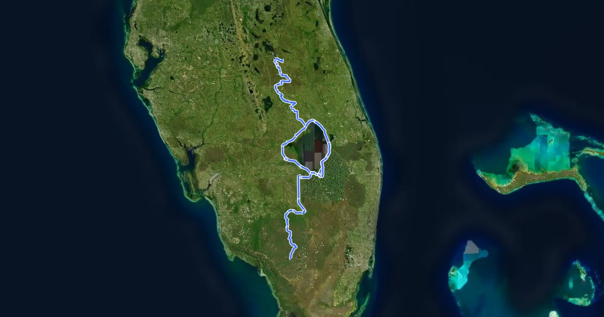 Маршрут Florida National Scenic Trail - Southern Region на спутниковом снимке
