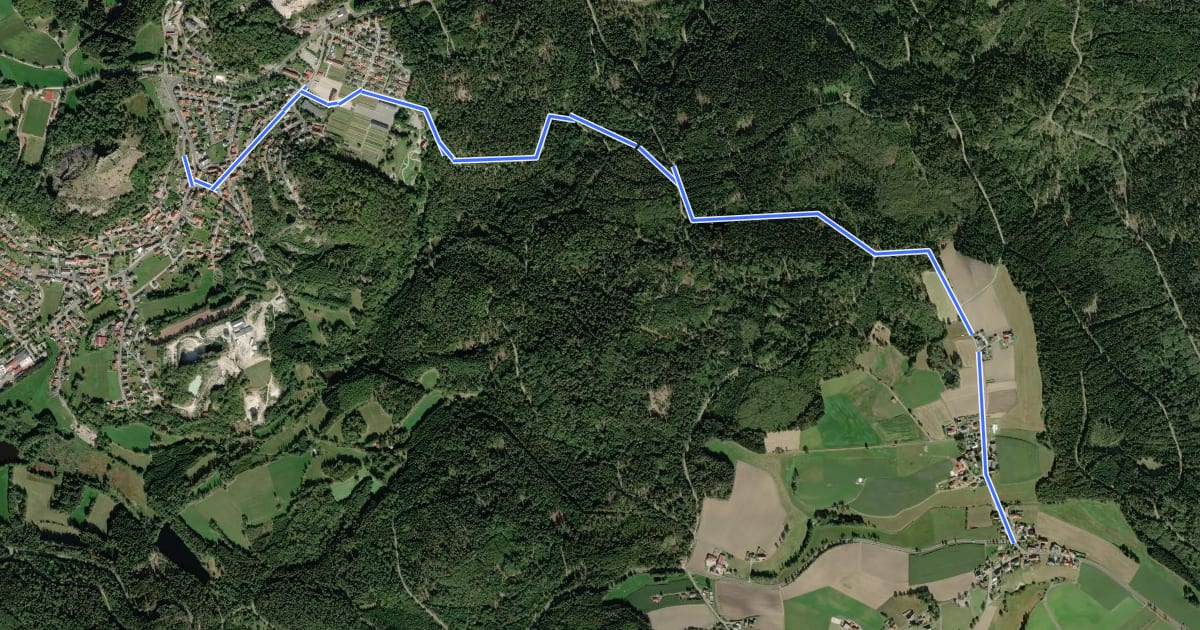 Маршрут Flossenbürg-Waldkirch на спутниковом снимке