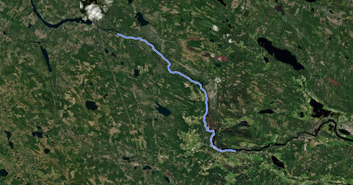 Маршрут Flottarstigen на спутниковом снимке