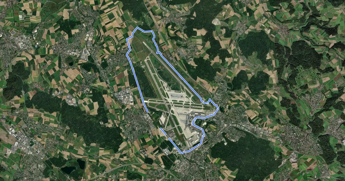 Маршрут Flughafen-Rundweg на спутниковом снимке