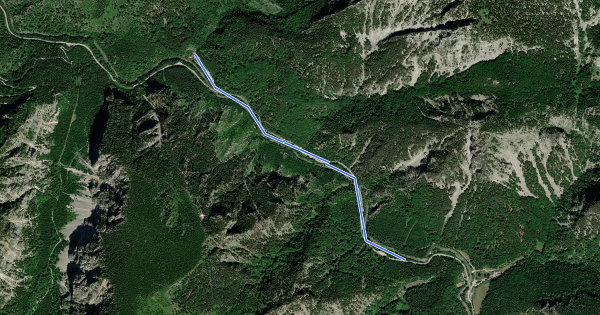 Маршрут Flusswanderweg Höllental на спутниковом снимке