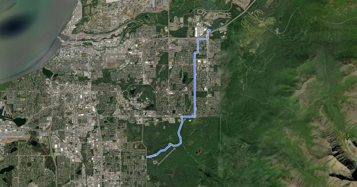 Маршрут FNBP to Glenn Hwy на спутниковом снимке