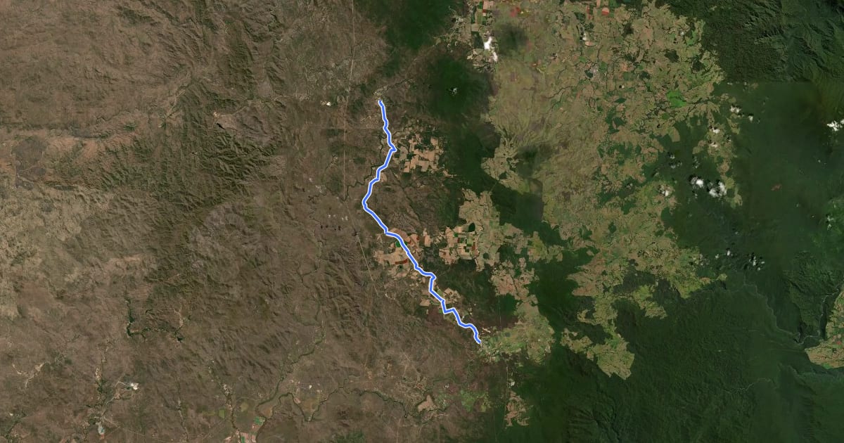 Маршрут FNQ Pioneer Bike Trail - Day 5 на спутниковом снимке
