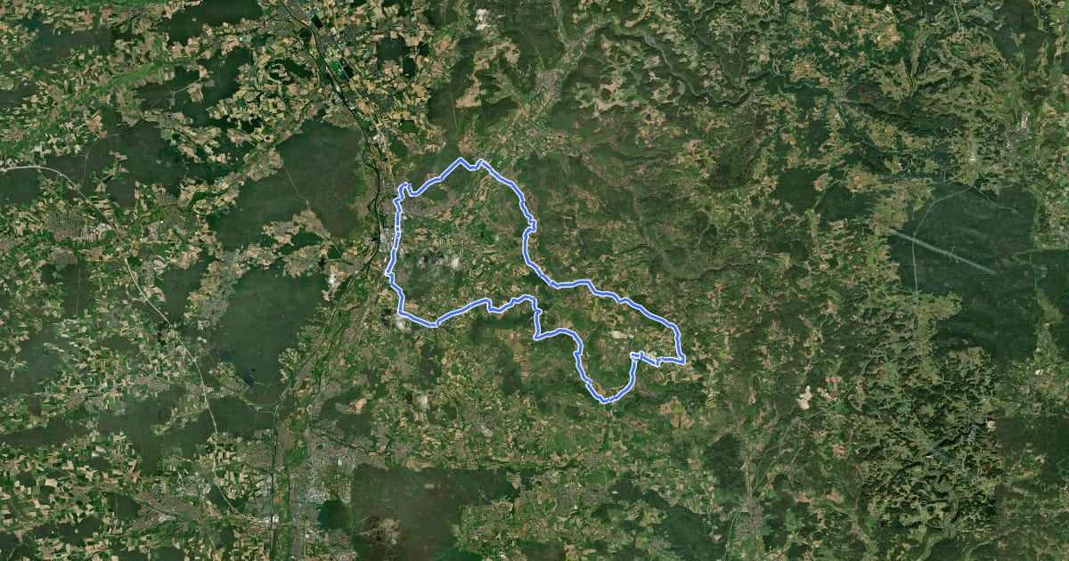 Маршрут FO12 Radrundweg на спутниковом снимке