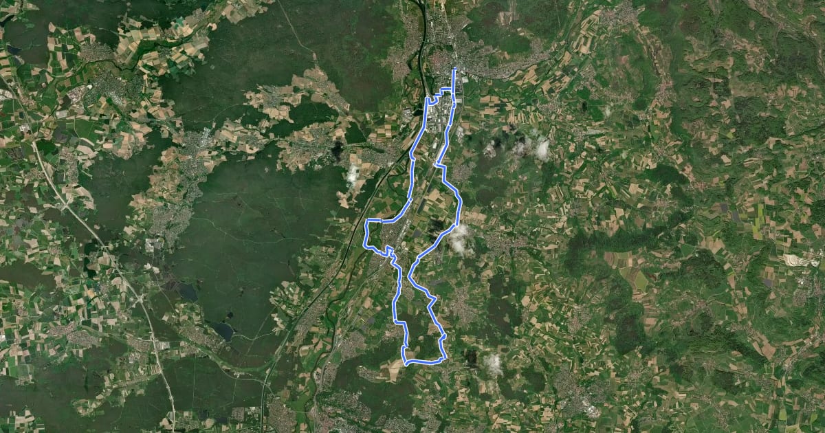 Маршрут FO4 Radrundweg на спутниковом снимке