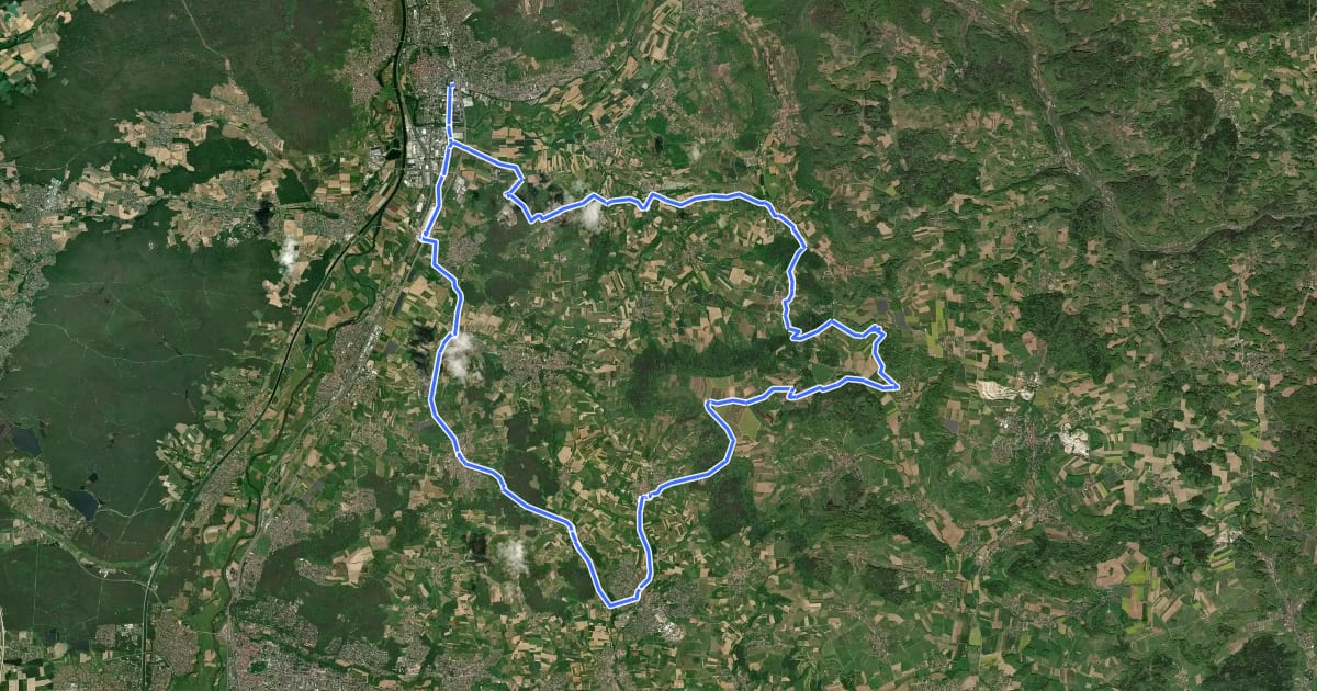 Маршрут FO5 Radrundweg на спутниковом снимке