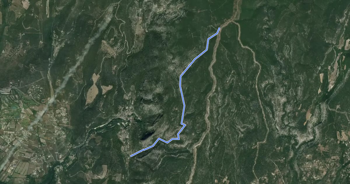 Маршрут Font de l'Oule - Lauzas Nord на спутниковом снимке