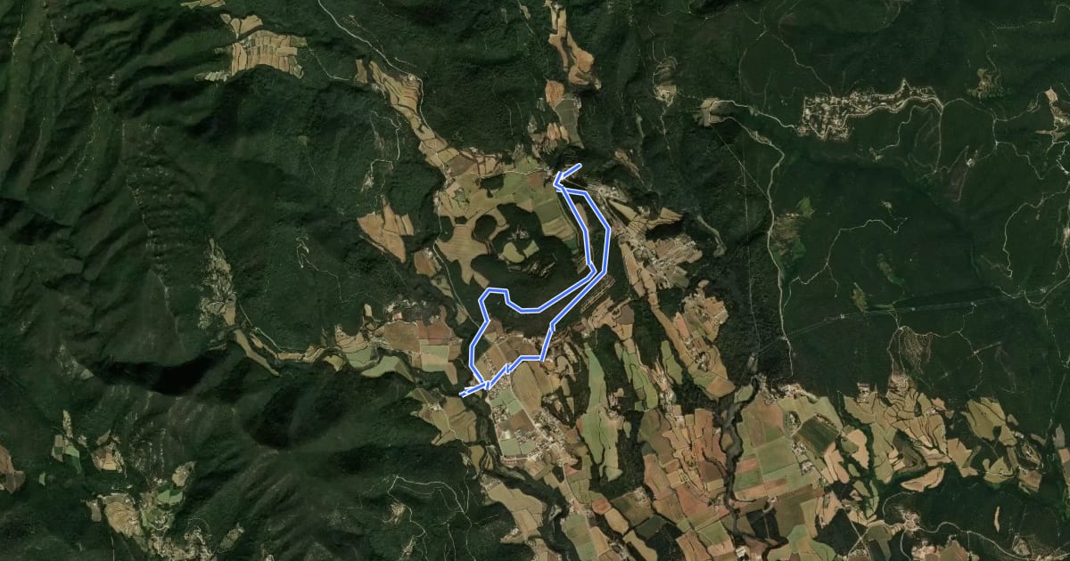 Маршрут Font de la Torre i volcà de Puig d'Adri на спутниковом снимке