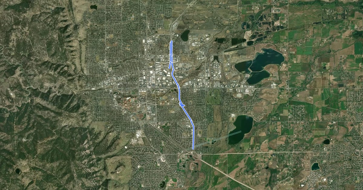 Маршрут Foothills Parkway Path на спутниковом снимке