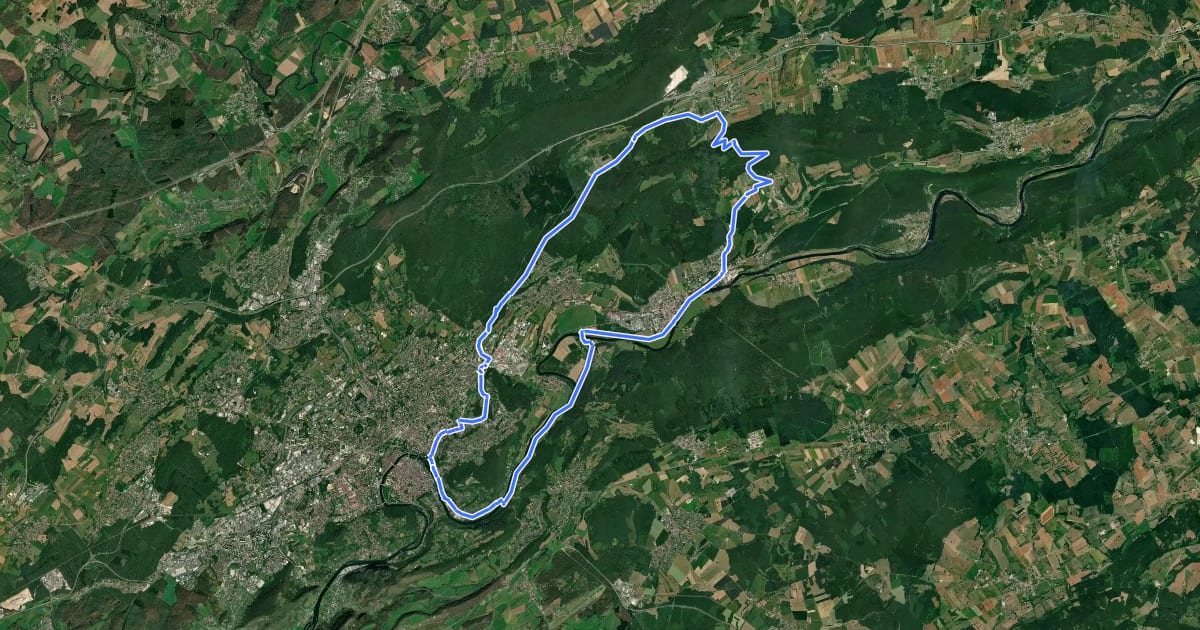 Маршрут Forêts, prairies et vallons на спутниковом снимке