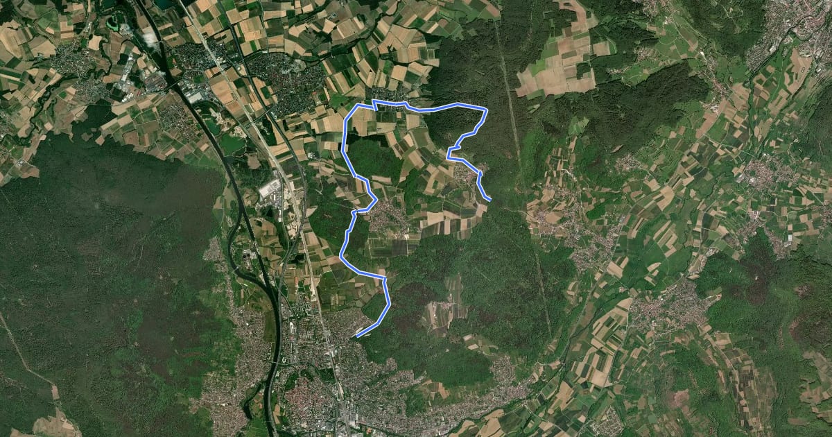 Маршрут Forchheim-Högelstein-Rettern на спутниковом снимке