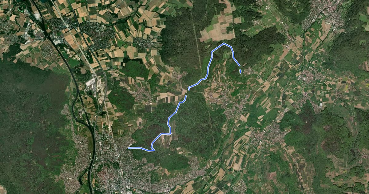Маршрут Forchheim-Reifenberg на спутниковом снимке