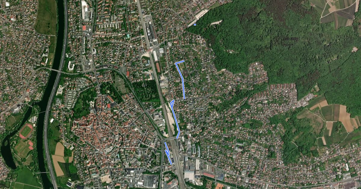 Маршрут Forchheim Zubringer Bahnhof - Kellerwald на спутниковом снимке