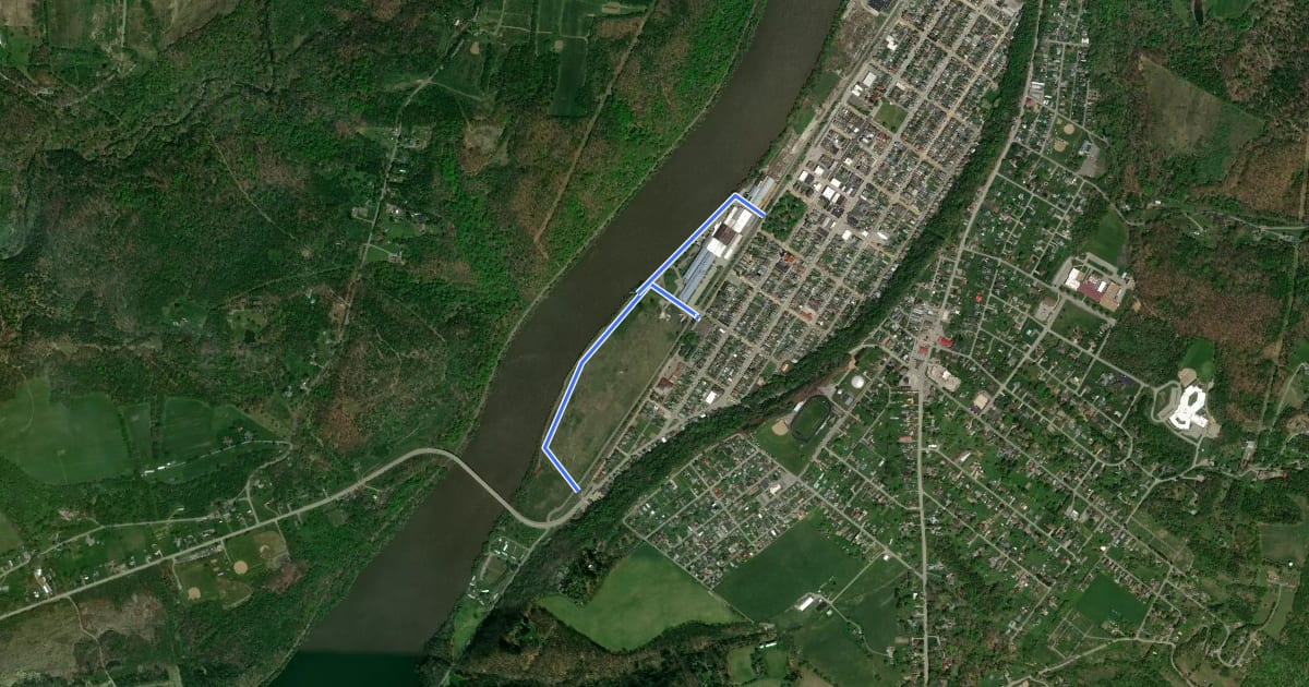 Маршрут Ford City Riverfront Trail на спутниковом снимке
