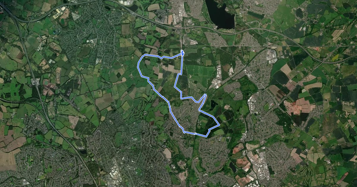 Маршрут Forest of Mercia Timberland Trail (Short Route) на спутниковом снимке