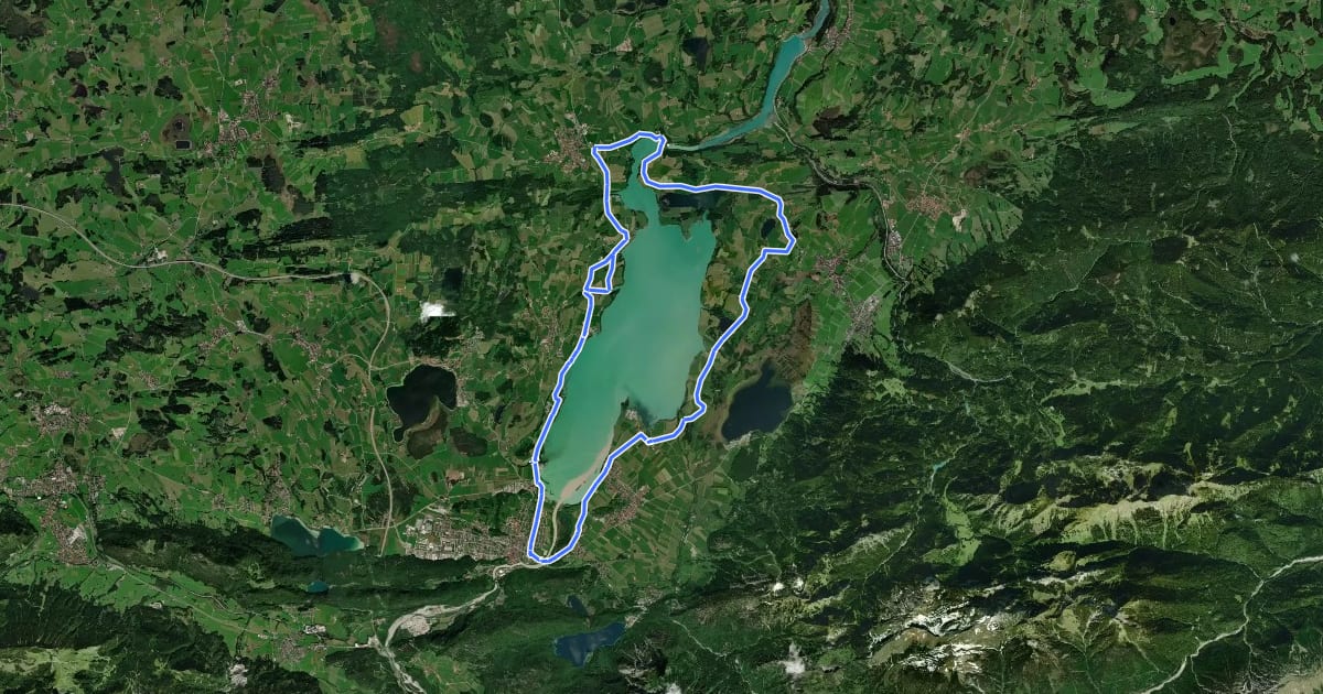 Маршрут Forggensee-Runde на спутниковом снимке