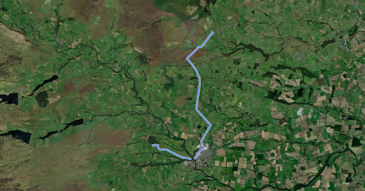Маршрут Former NCN 70 around Barnard Castle на спутниковом снимке