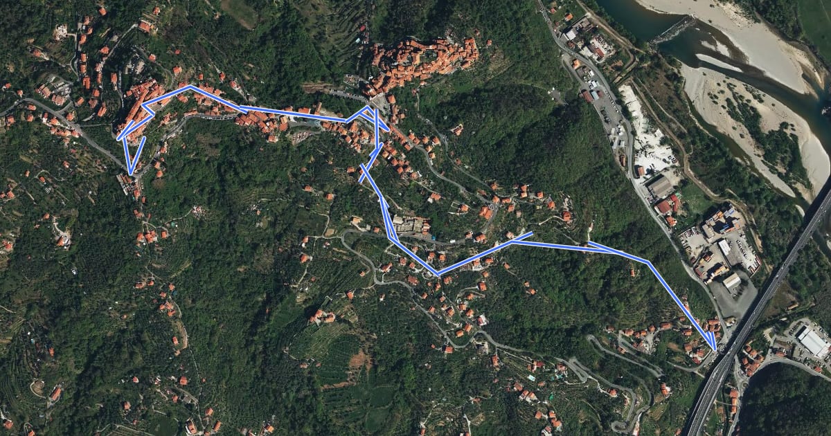Маршрут Fornola – Darola – Vezzano Ligure на спутниковом снимке
