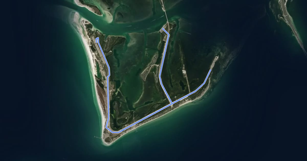 Маршрут Fort De Soto Recreational Trail на спутниковом снимке