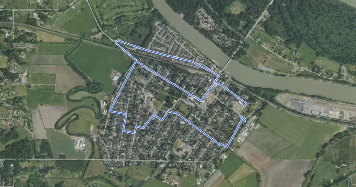 Маршрут Fort Langley на спутниковом снимке