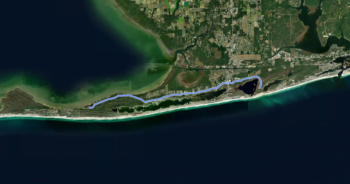 Маршрут Fort Morgan Road Trail на спутниковом снимке