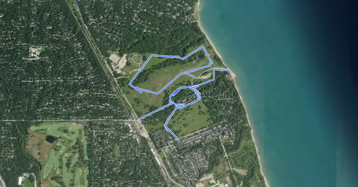 Маршрут Fort Sheridan Forest Preserve на спутниковом снимке