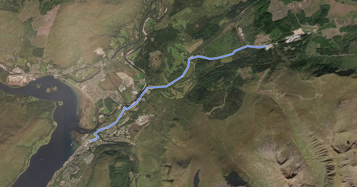 Маршрут Fort William to Nevis Range на спутниковом снимке