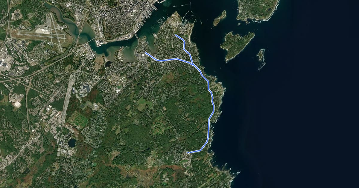 Маршрут Fort Williams Bike Route на спутниковом снимке