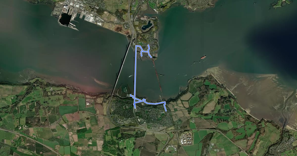Маршрут Forth Bridges Trail на спутниковом снимке