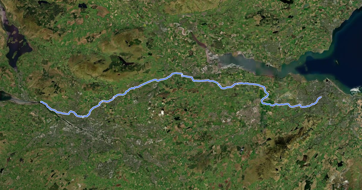 Маршрут Forth & Clyde/Union Canal Towpath на спутниковом снимке