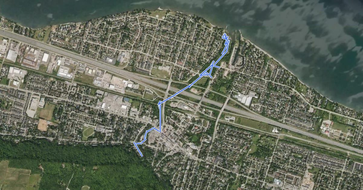 Маршрут Forty Mile Creek Trail на спутниковом снимке