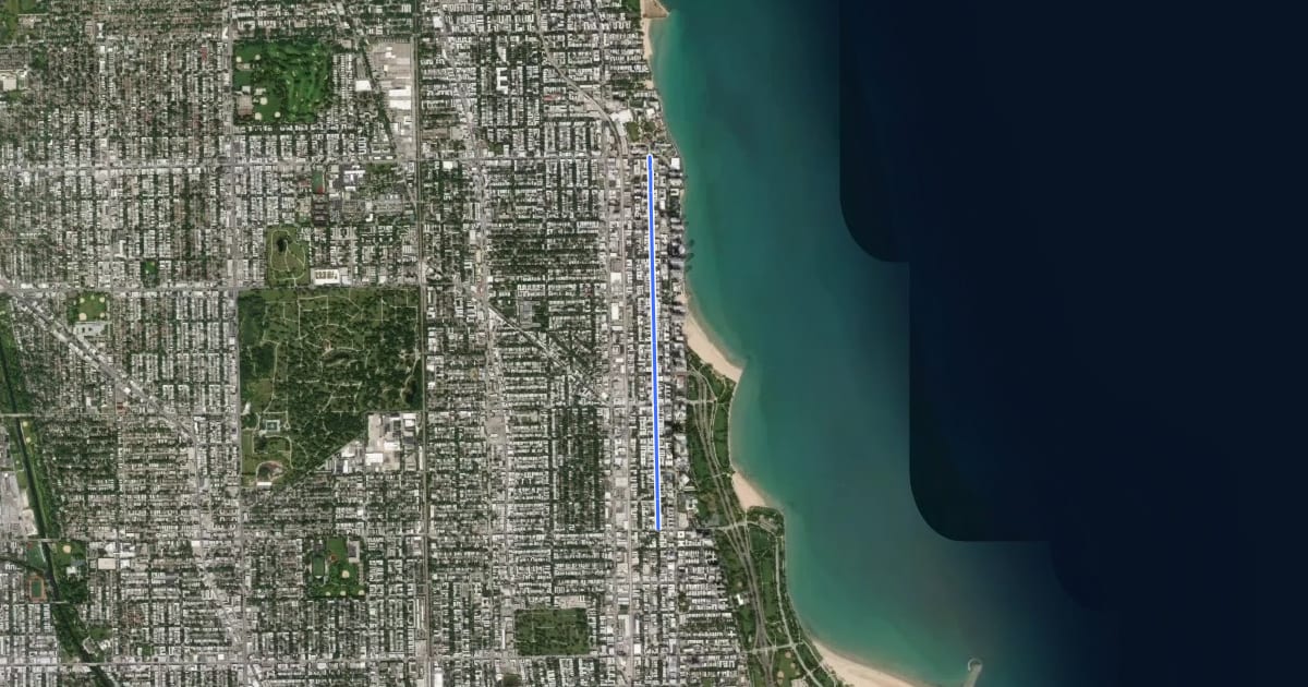 Маршрут Foster Avenue - Loyola на спутниковом снимке