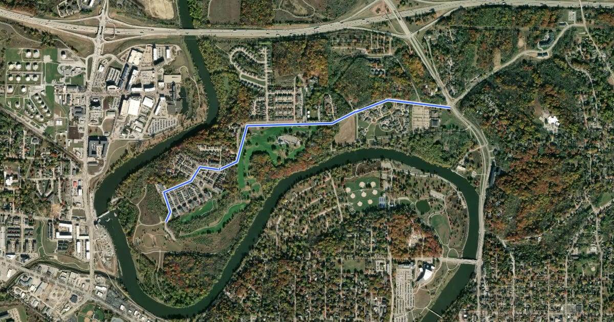 Маршрут Foster Road Sidepath на спутниковом снимке
