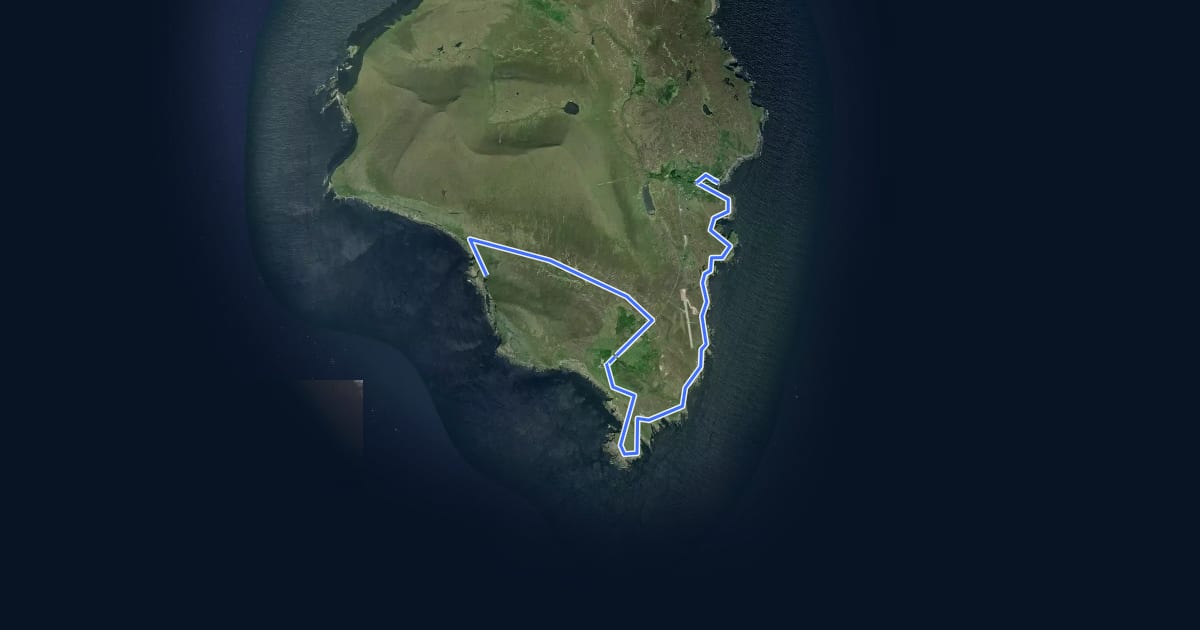 Маршрут Foula Pier to South Ness and Da Sneck на спутниковом снимке