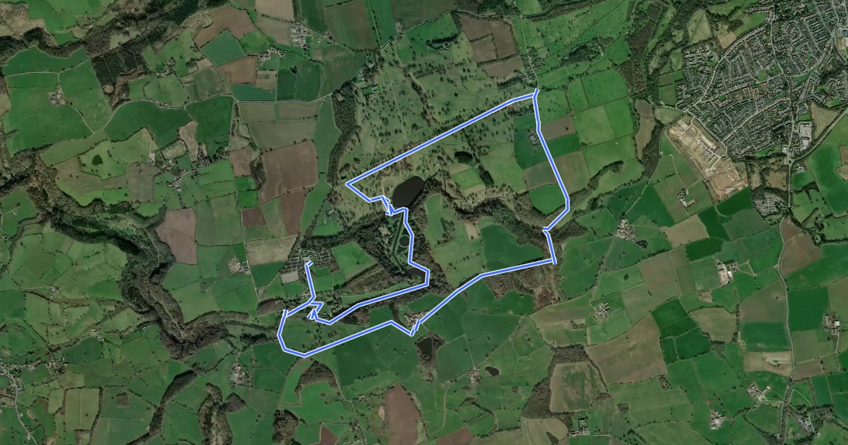 Маршрут Fountains Abbey Estate Boundary Walk на спутниковом снимке