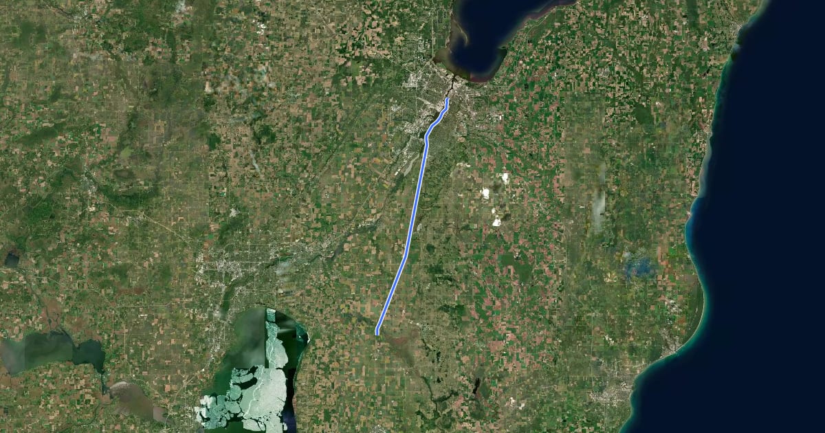 Маршрут Fox River State Recreational Trail на спутниковом снимке