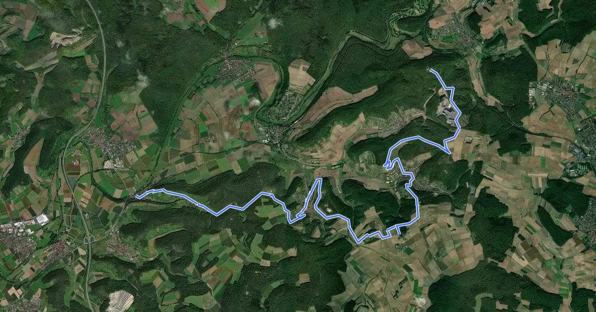 Маршрут Fränkische Saale Weingenussweg Wein-Route на спутниковом снимке