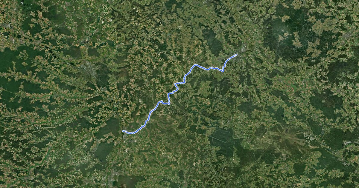 Маршрут Fränkische-Schweiz-Radweg на спутниковом снимке