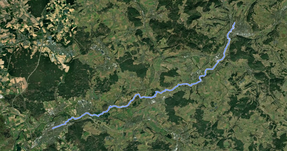 Маршрут Fränkischer Jakobsweg Kronach-Lichtenfels на спутниковом снимке