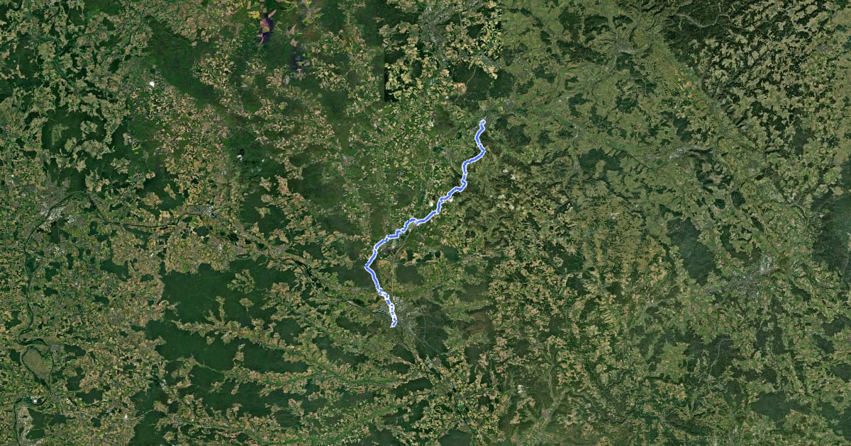 Маршрут Fränkischer Jakobsweg Lichtenfels-Bamberg на спутниковом снимке