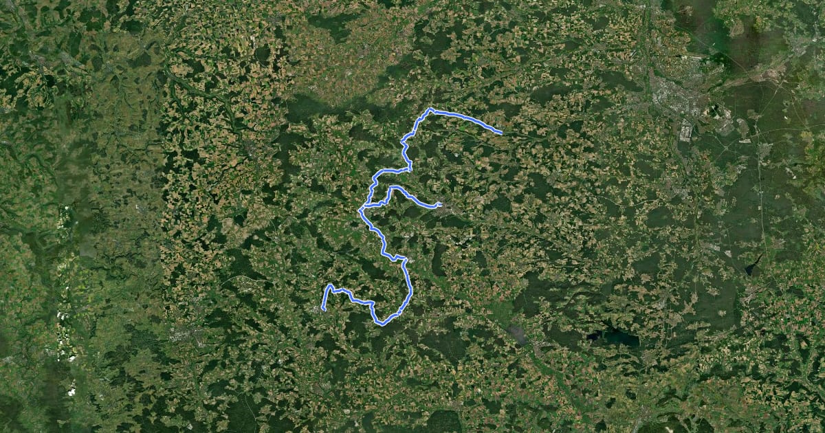 Маршрут Fränkischer Karpfenradweg (Alternativroute) на спутниковом снимке