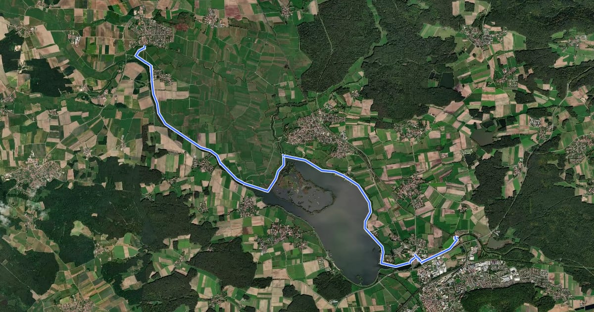 Маршрут Fränkischer Seenland Radweg на спутниковом снимке